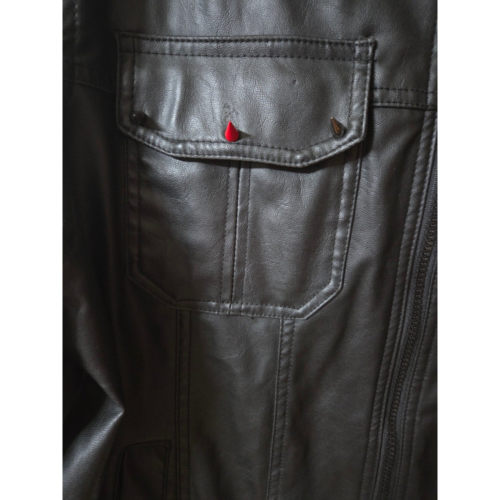 Expelled Vintage Faux Leather Jacket with Custom Metal Spikes Men's Size L
