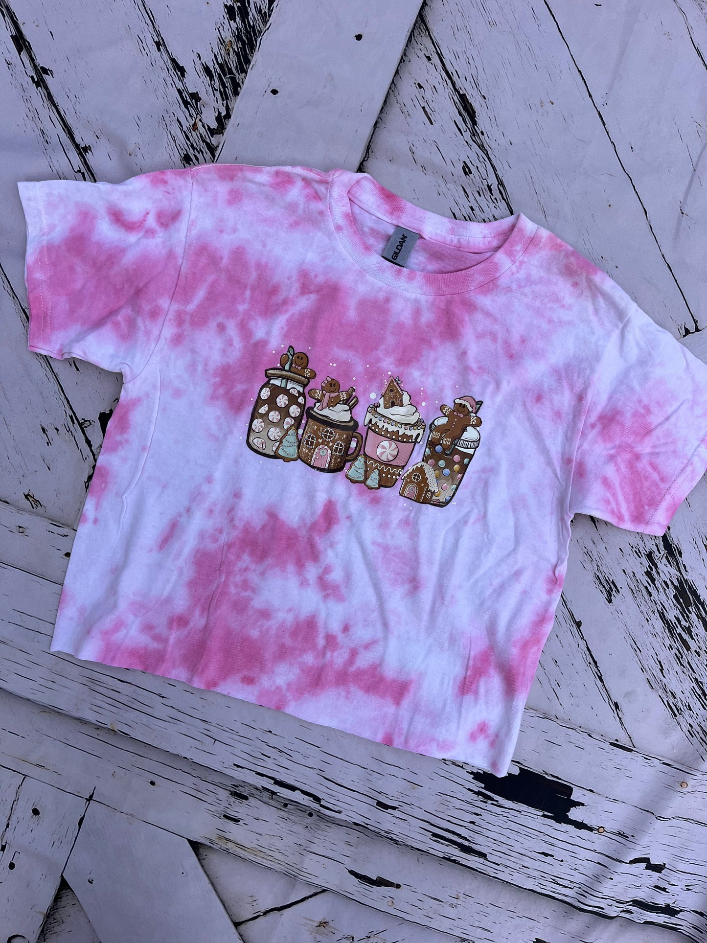 Tie Dye Gingerbread Cropped Youth Tee