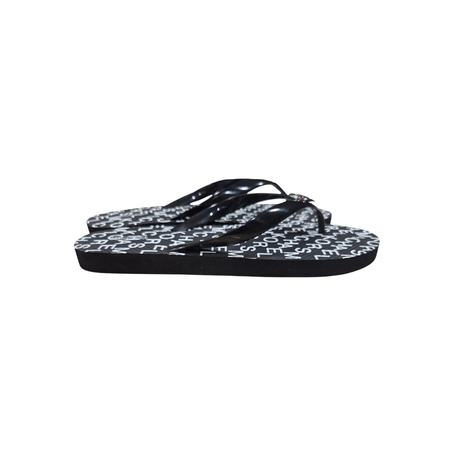 NWOT Micheal Kors Monogram Black and White Flip Flops Women's Size 9