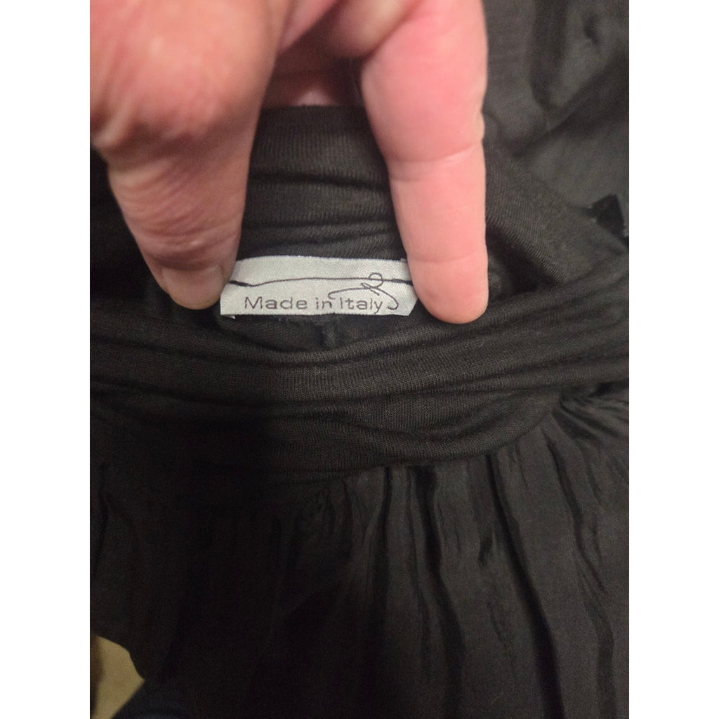 NWT Moda Italy Elastic waist Band Wide Leg Silk Beach Pants in Black Size S/M