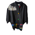 Rare Vintage Silk Scapes "Jazz" Themed Silk Applique Jacket One Size Fits All