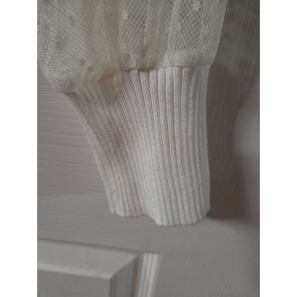Madden Girl Square Neck Ribbed Top with Mesh Sleeves Size M