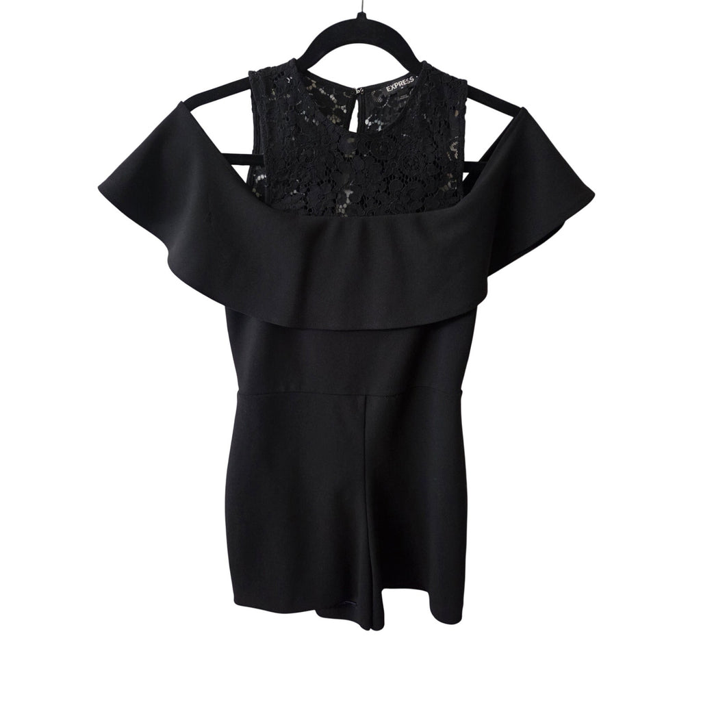 Express Black Romper with Lace Neckline Women's Size 2
