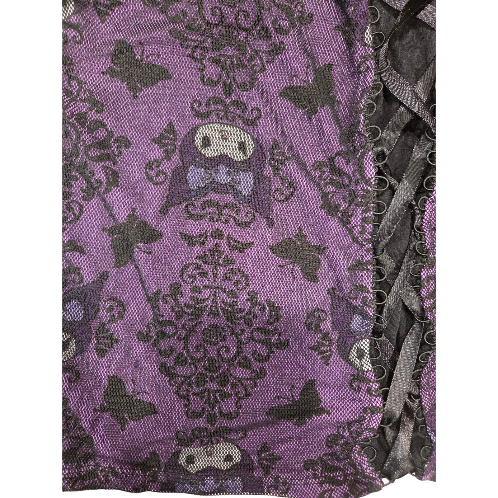 Hot Topic Kuromi By Sanrio Mesh Lace-up Tank Top Women's Size L