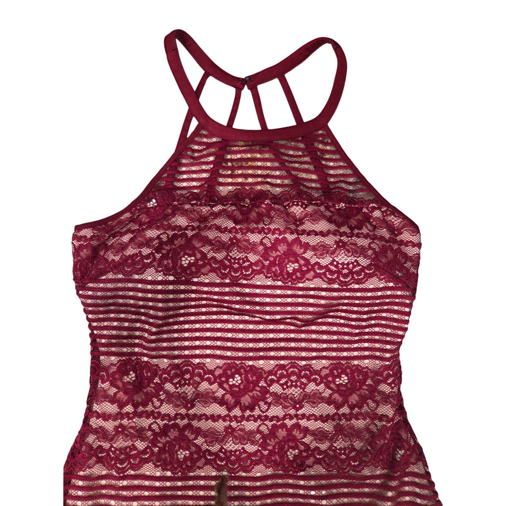 Guess Halter Dress with Burgundy Lace Overlay Women's Size 4
