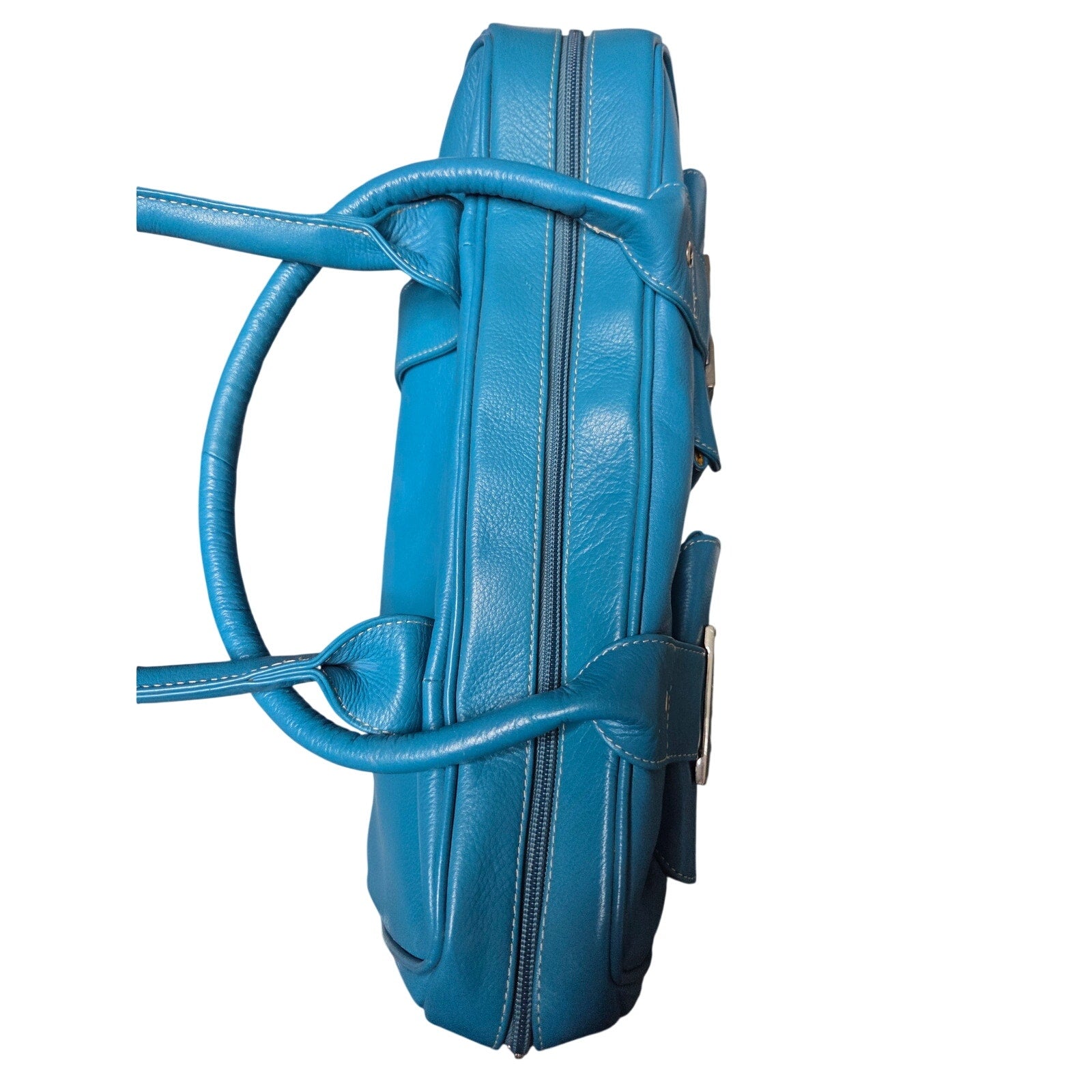 Blue Genuine Leather Cargo Bag