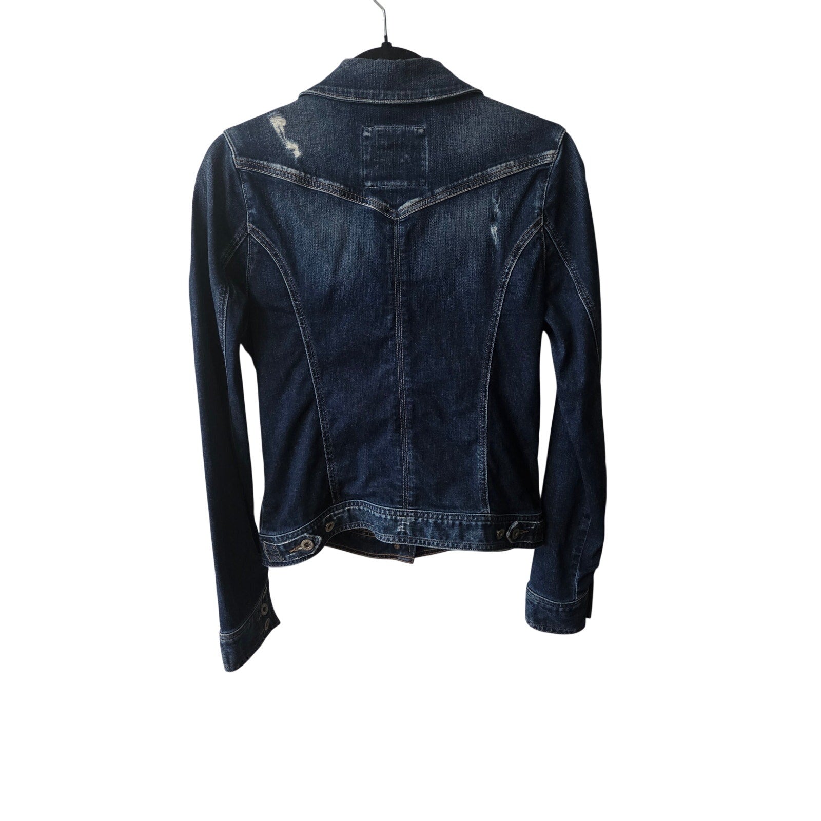 Guess Distressed Navy Denim Jacket Women's Size L