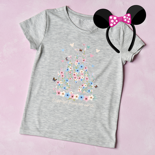 Happiest Place on Earth Flower Castle Graphic Tee