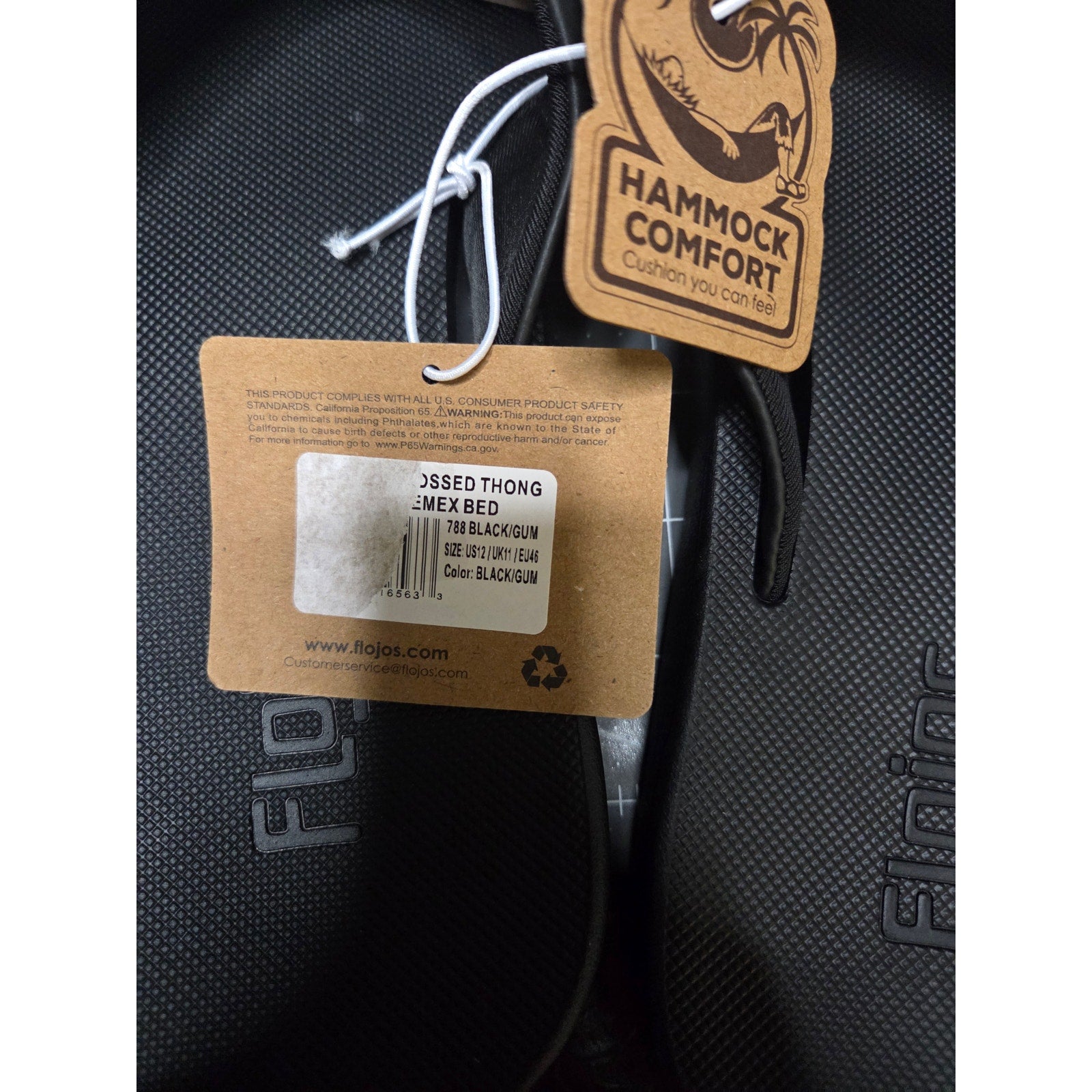 NWT Flojos Cosmo Debossed Thong Men's Size 12