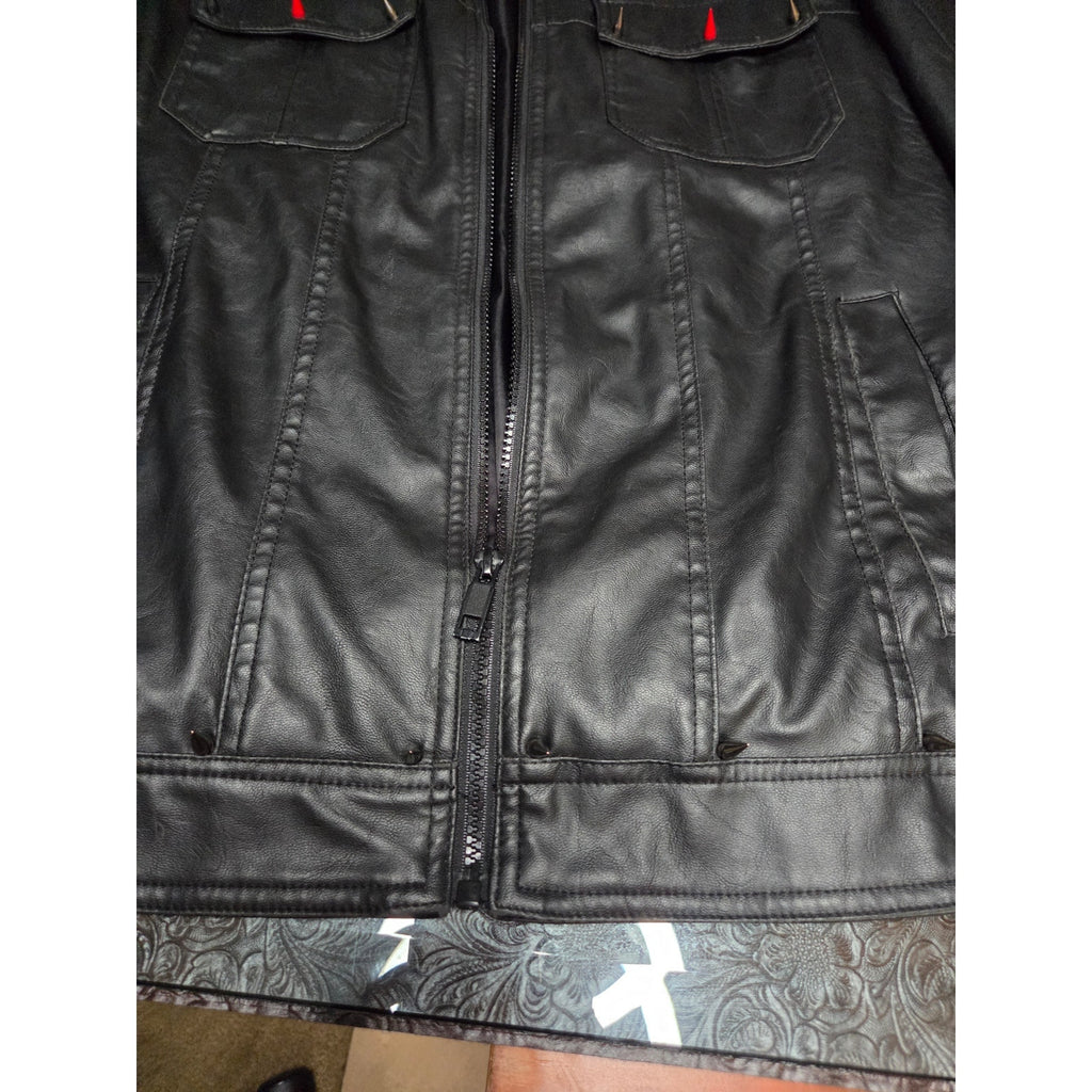 Expelled Vintage Faux Leather Jacket with Custom Metal Spikes Men's Size L