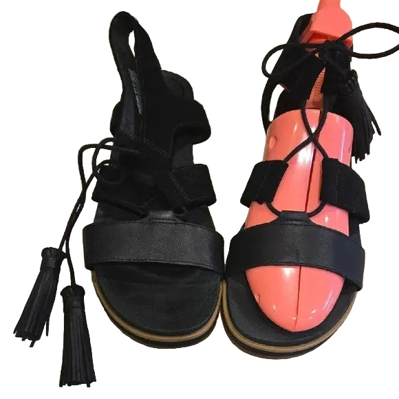 UGG Black and Pink Gladiator Sandals with Tassle Accents Womens Size 80