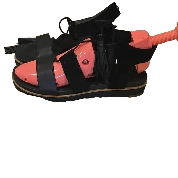 UGG Black and Pink Gladiator Sandals with Tassle Accents Womens Size 82