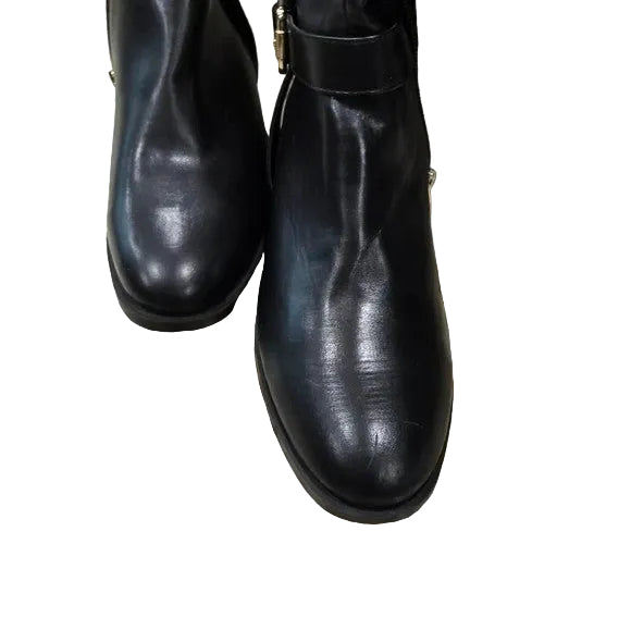 NWOB Nine West Adone Black Leather with Gold Accent Women's Size 7.53