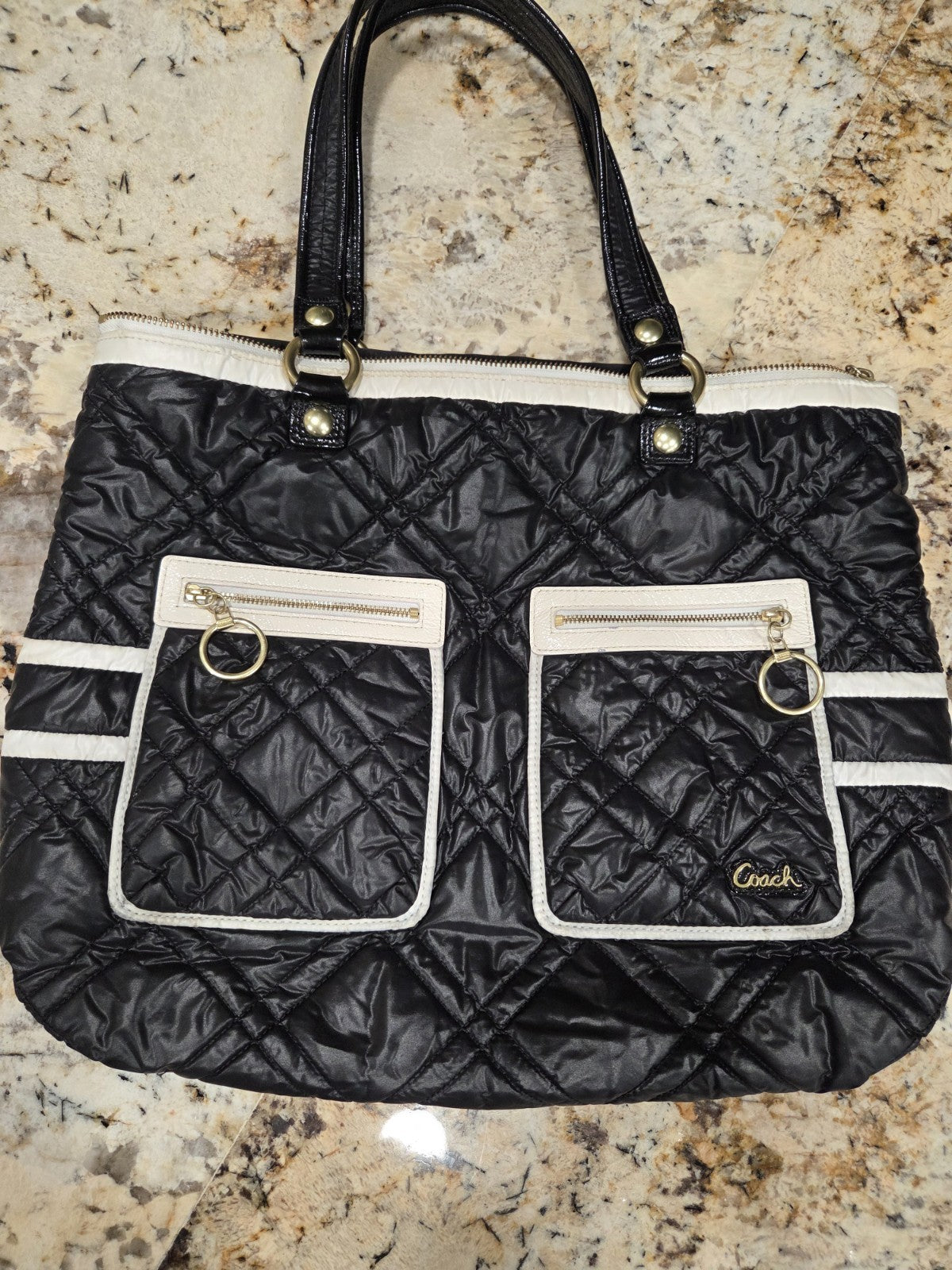 Vintage Coach Poppy Ski Bunny Quilted Glam Tote0