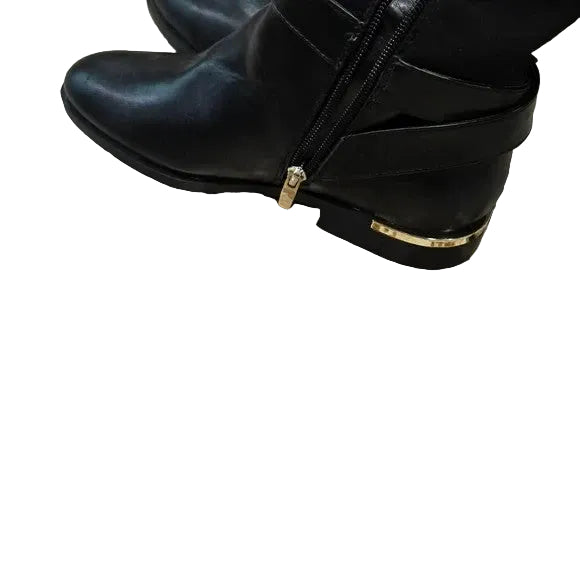 NWOB Nine West Adone Black Leather with Gold Accent Women's Size 7.54