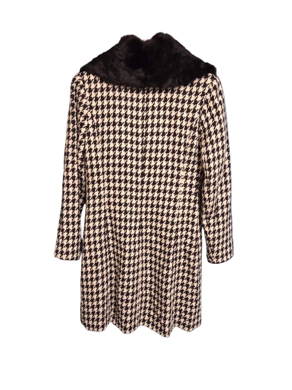 Dalia Black And White Pea Coat With Removable Faux Fur Collar Size 811