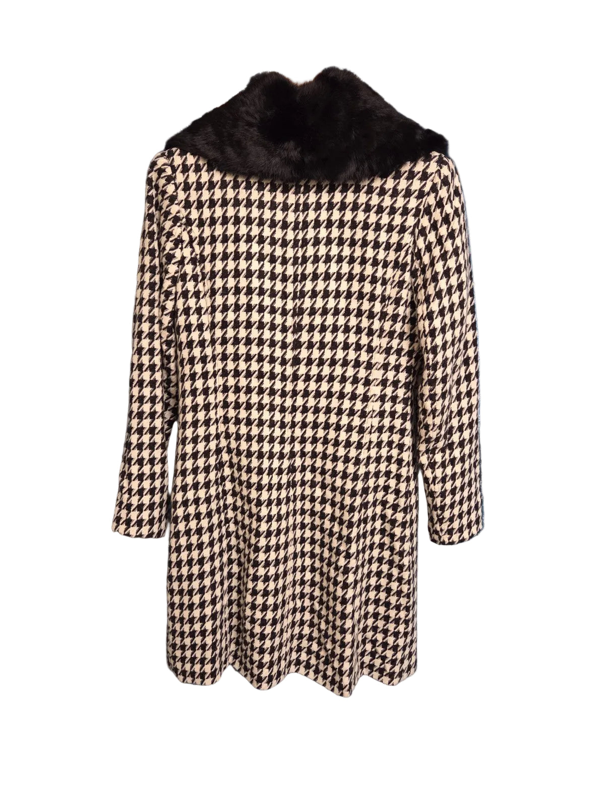 Dalia Black And White Pea Coat With Removable Faux Fur Collar Size 811