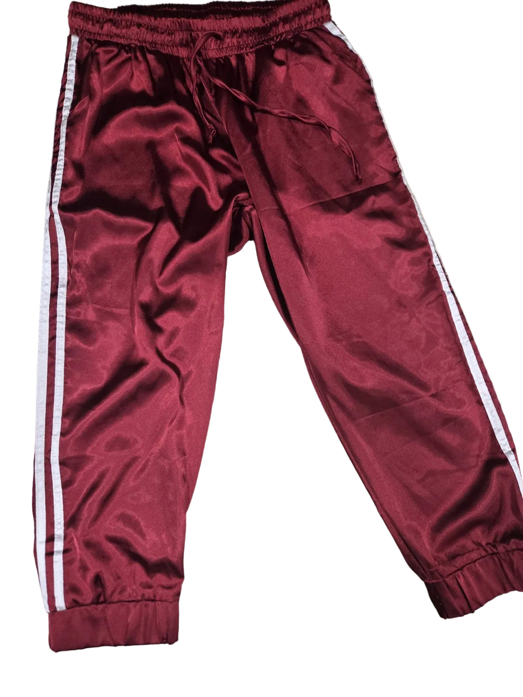 Women's Red Satin Jogger Set, Cropped Bomber Jacket With Matching Pants Size S4