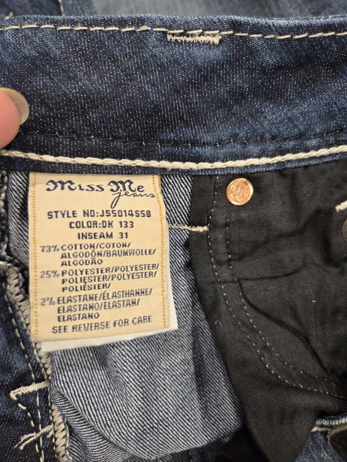 Miss Me Jeans Women 28 Boot Cut Dark Wash Studded Embellishment Rhinestone6