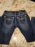 Miss Me Jeans Women 28 Boot Cut Dark Wash Studded Embellishment Rhinestone0