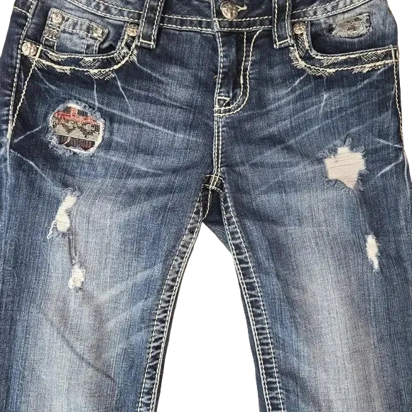 Miss Me Designer Denim Capris with Decorative Stiching Size 263