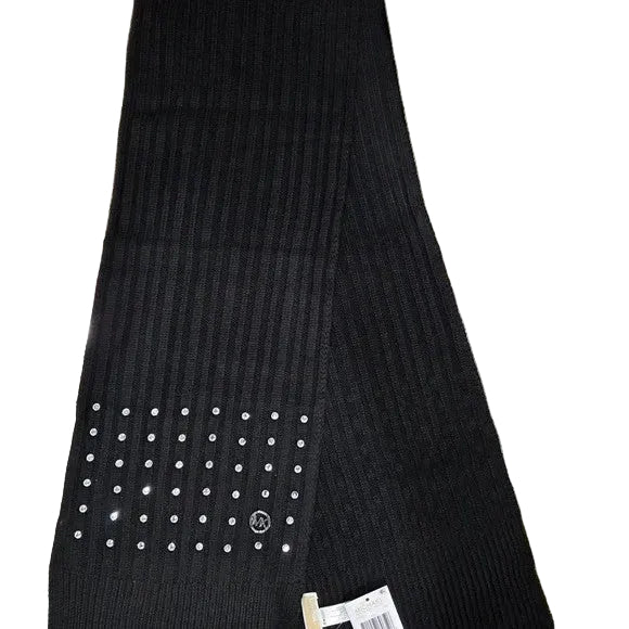 NWT Michael Kors Ribbed Knit Scarf with Silver Tone Logo & Ebellishments0