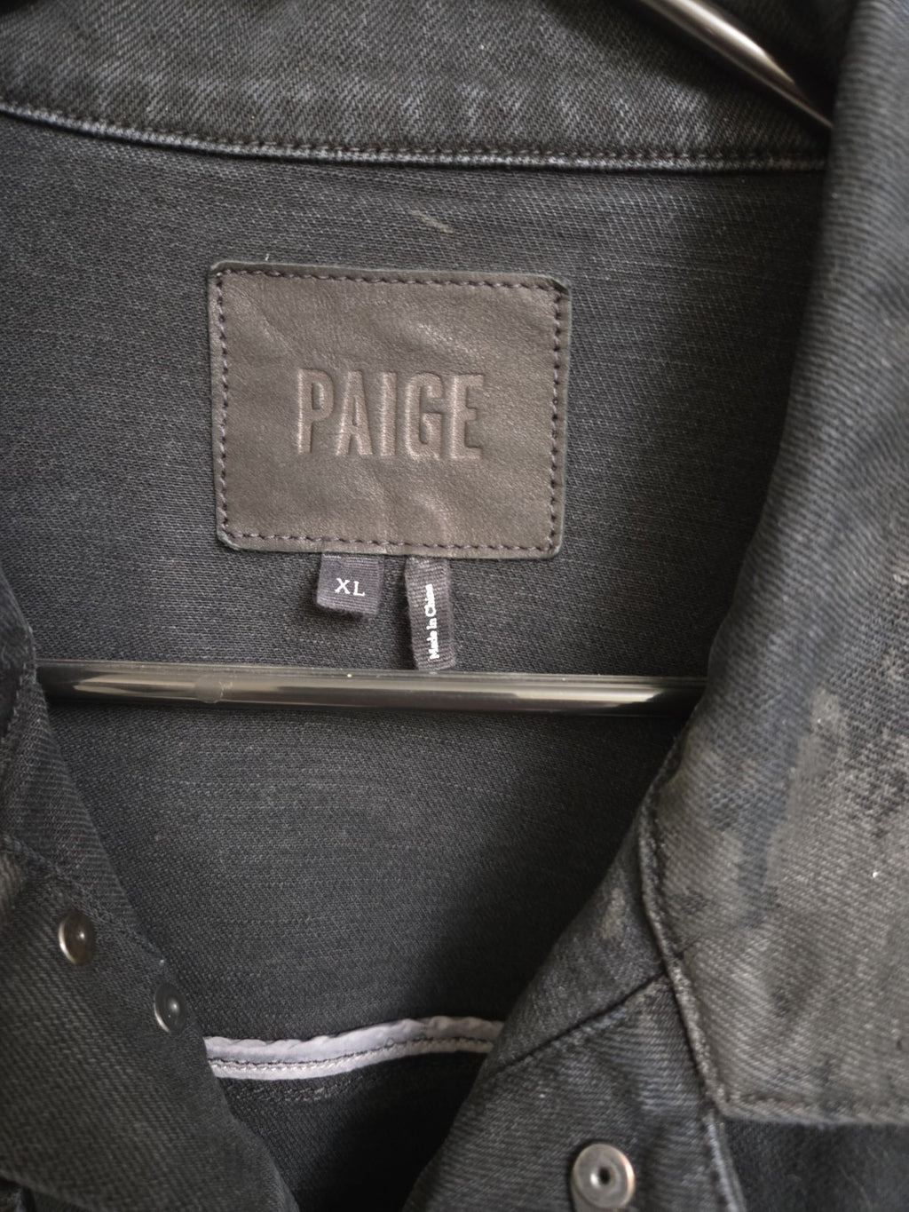 Paige Mens Black Distressed Jean Jacket Size Xl1
