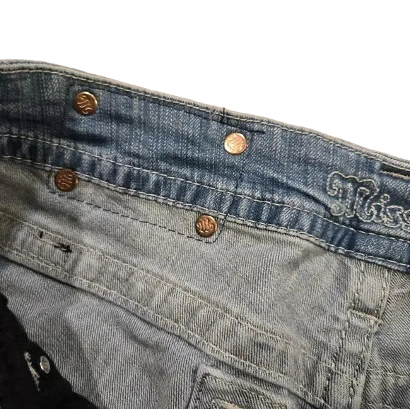 Miss Me Light Blue Denim Shorts with Embellishments Size 31 Mid Rise3