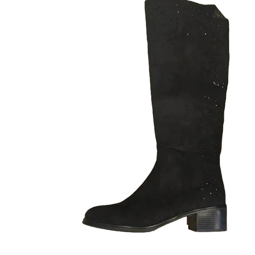 Azura Elegant Black Women's Boots with Black Rhinestones Women's Size 90