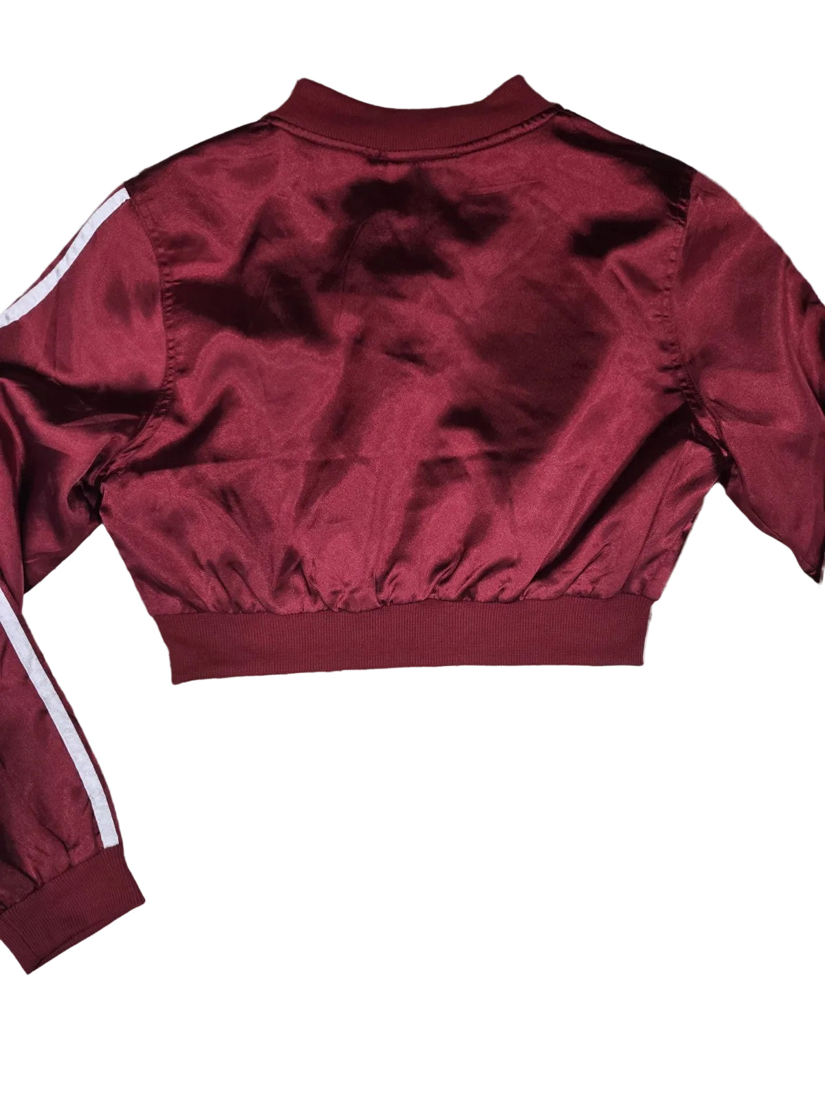 Women's Red Satin Jogger Set, Cropped Bomber Jacket With Matching Pants Size S3