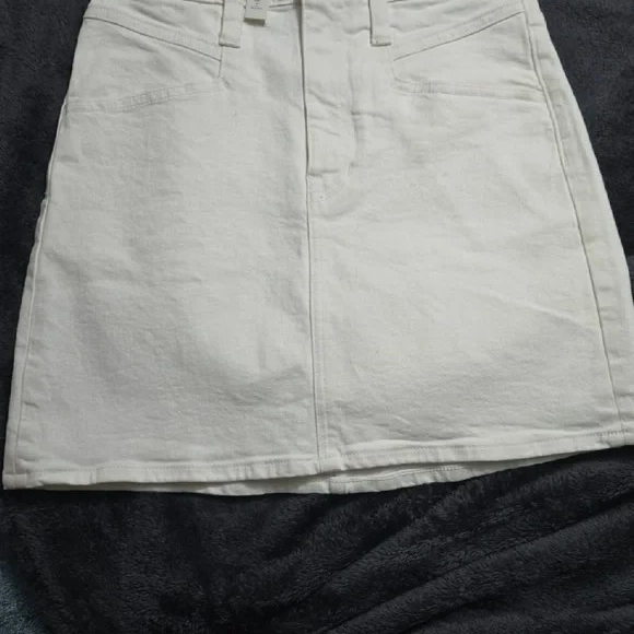 NWT Madewell Heritage Stretch Denim Straight Mini Skirt in Tile White Size 242