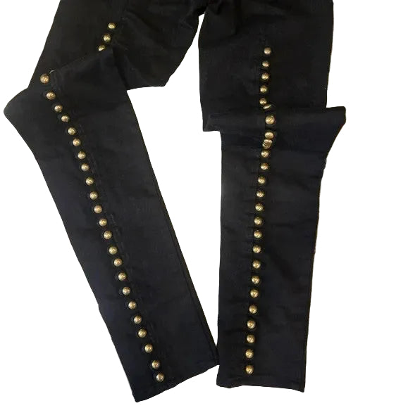 NWT Twenty 8 Twelve Black low waist Skinny Jeans with Gold Studs Size 01