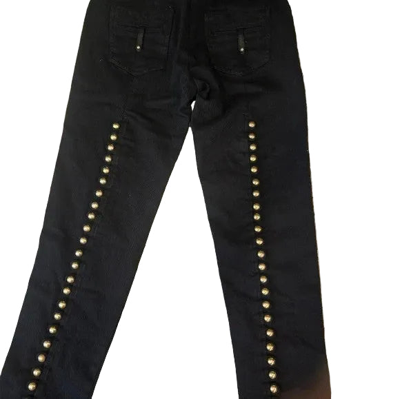 NWT Twenty 8 Twelve Black low waist Skinny Jeans with Gold Studs Size 00