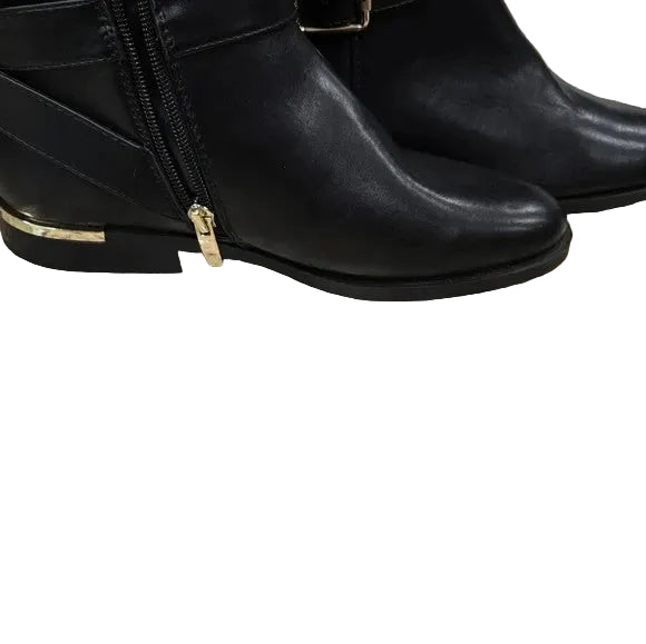 NWOB Nine West Adone Black Leather with Gold Accent Women's Size 7.52