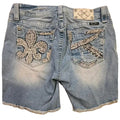 Miss Me Light Blue Denim Shorts with Embellishments Size 31 Mid Rise0