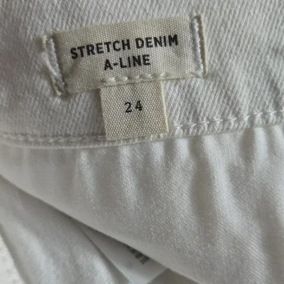 NWT Madewell Heritage Stretch Denim Straight Mini Skirt in Tile White Size 245