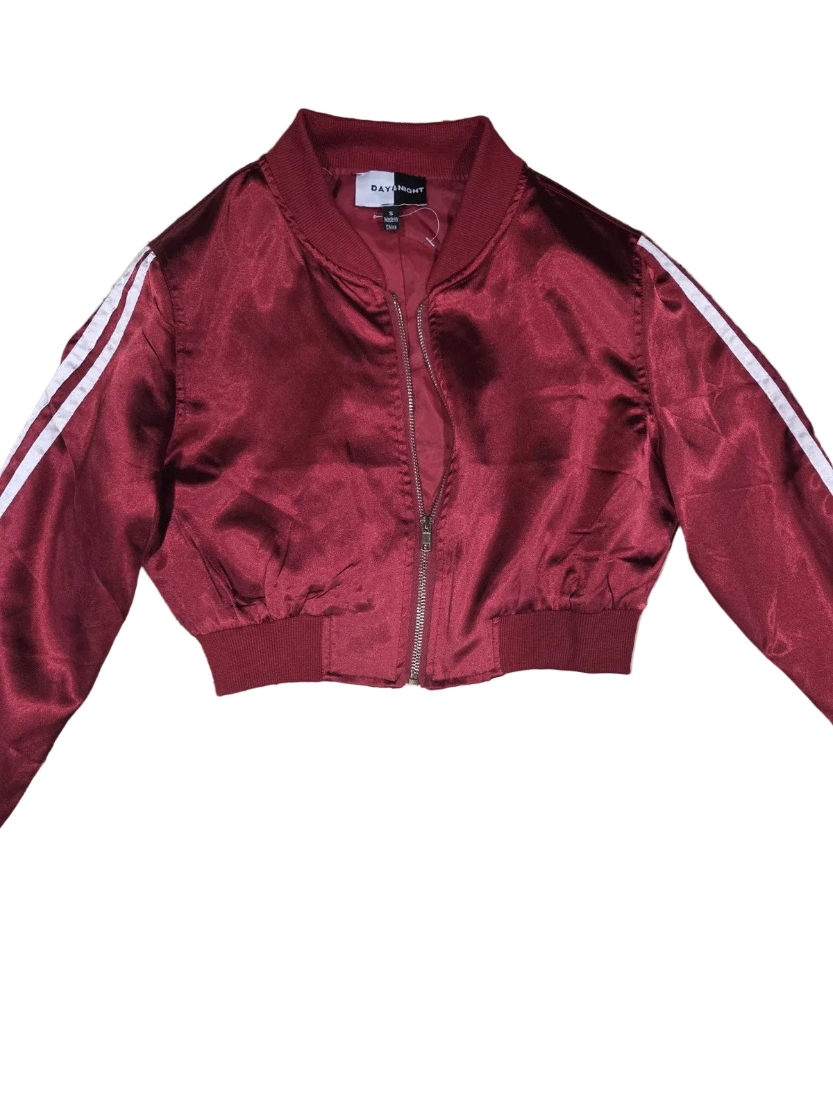Women's Red Satin Jogger Set, Cropped Bomber Jacket With Matching Pants Size S2