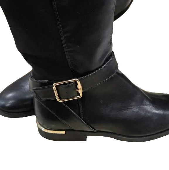 NWOB Nine West Adone Black Leather with Gold Accent Women's Size 7.50
