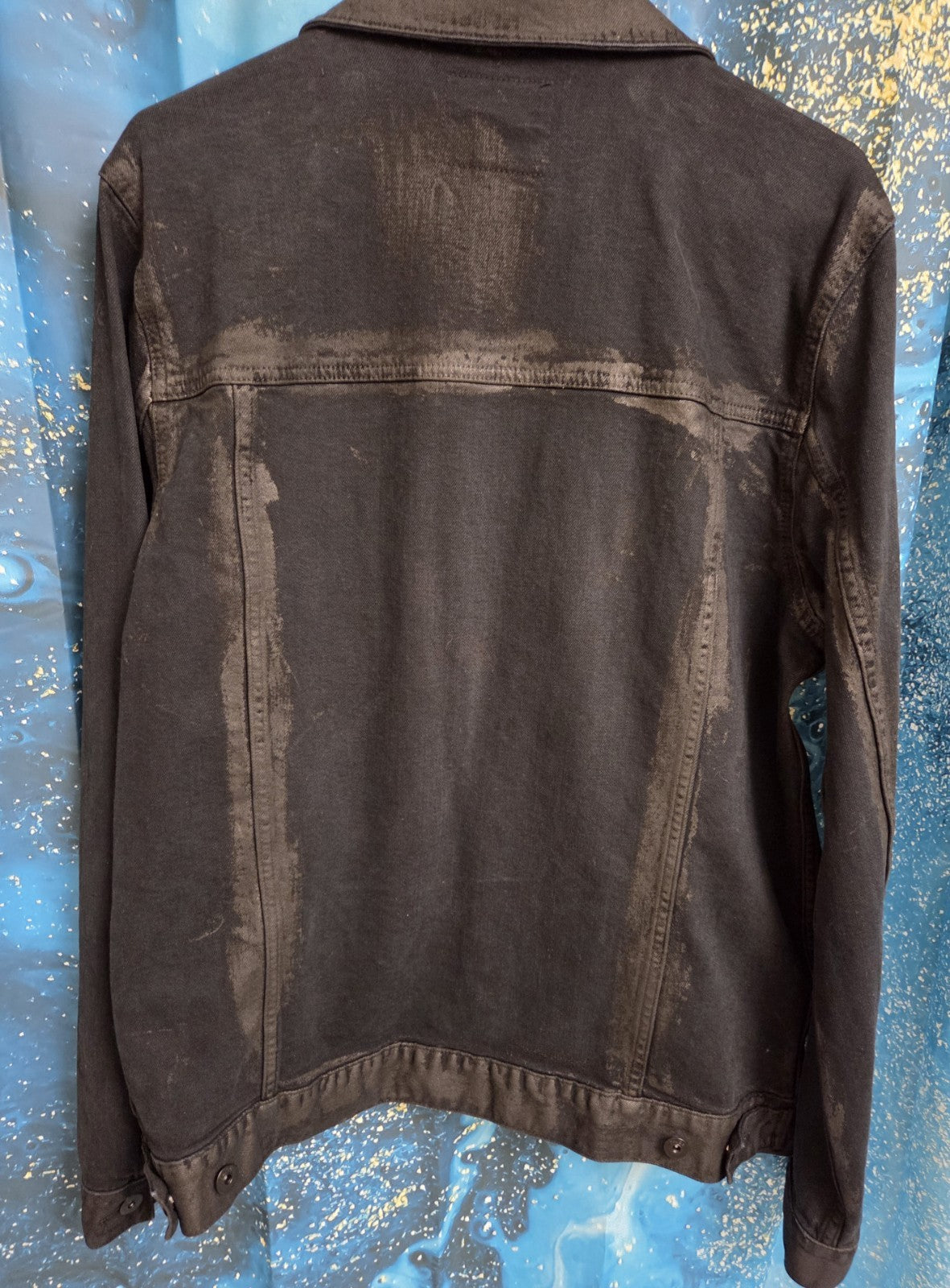 Paige Mens Black Distressed Jean Jacket Size Xl9