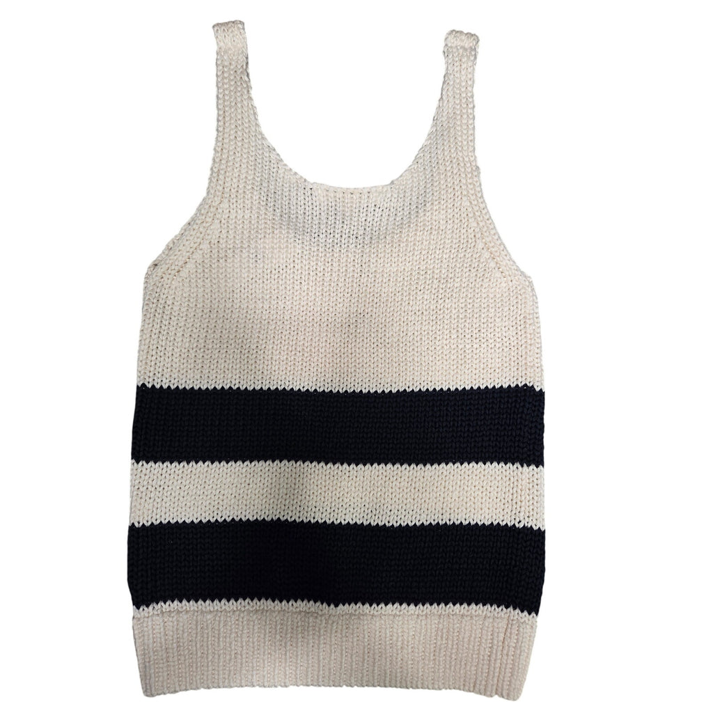 Banana Republic Striped Knit Tank Top Cream and Navy Blue Women's Size S