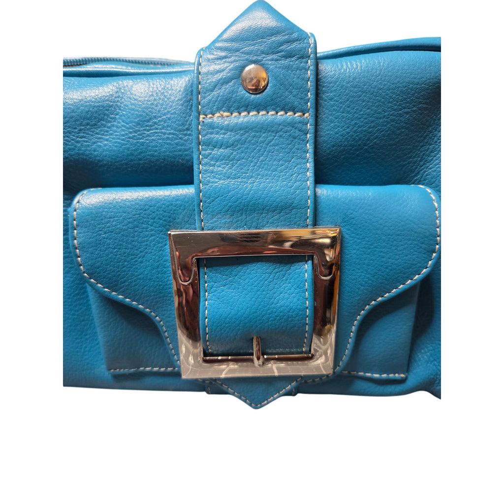 Blue Genuine Leather Cargo Bag