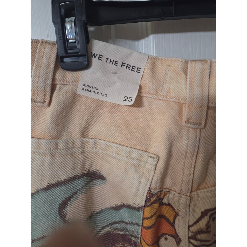 NWT We the Free Tinsley Printed Jeans in Beach Scene Size 25
