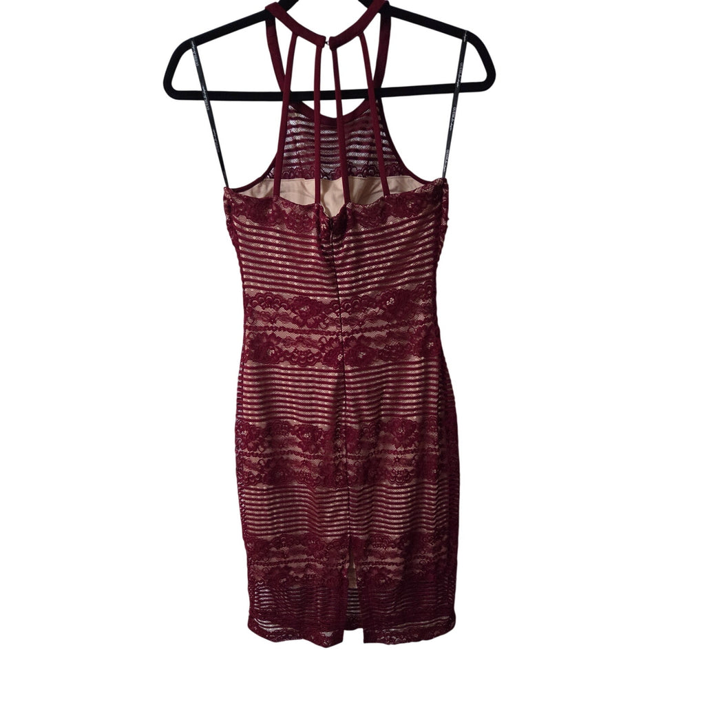 Guess Halter Dress with Burgundy Lace Overlay Women's Size 4