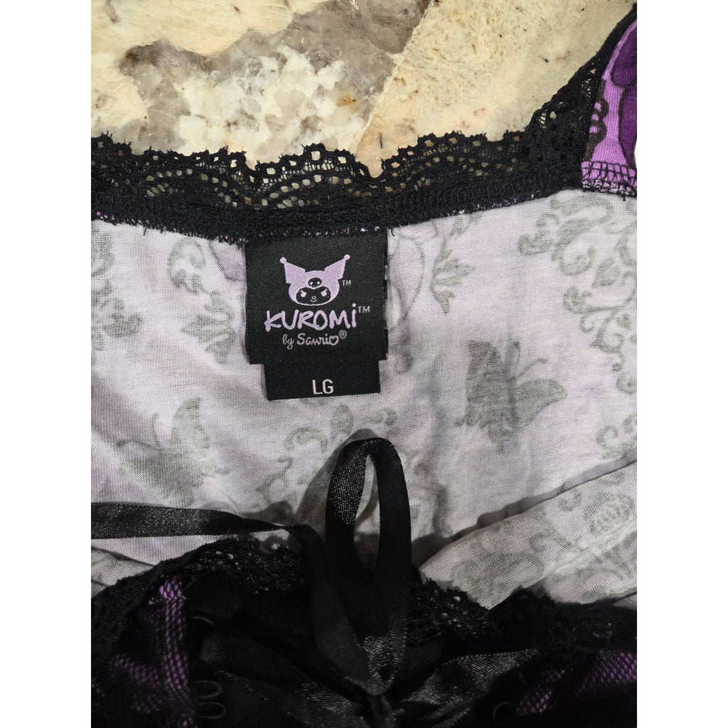 Hot Topic Kuromi By Sanrio Mesh Lace-up Tank Top Women's Size L
