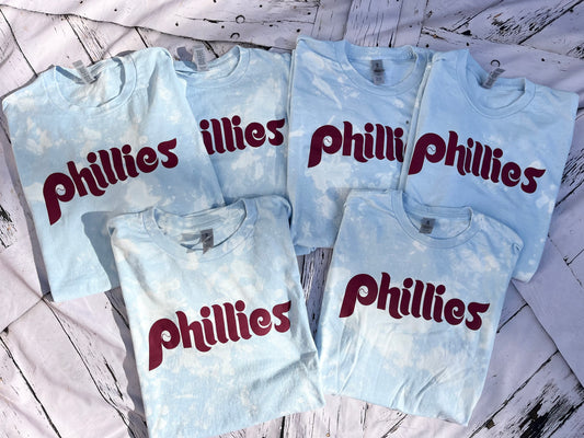 Bleached Baby Blue Phils tee