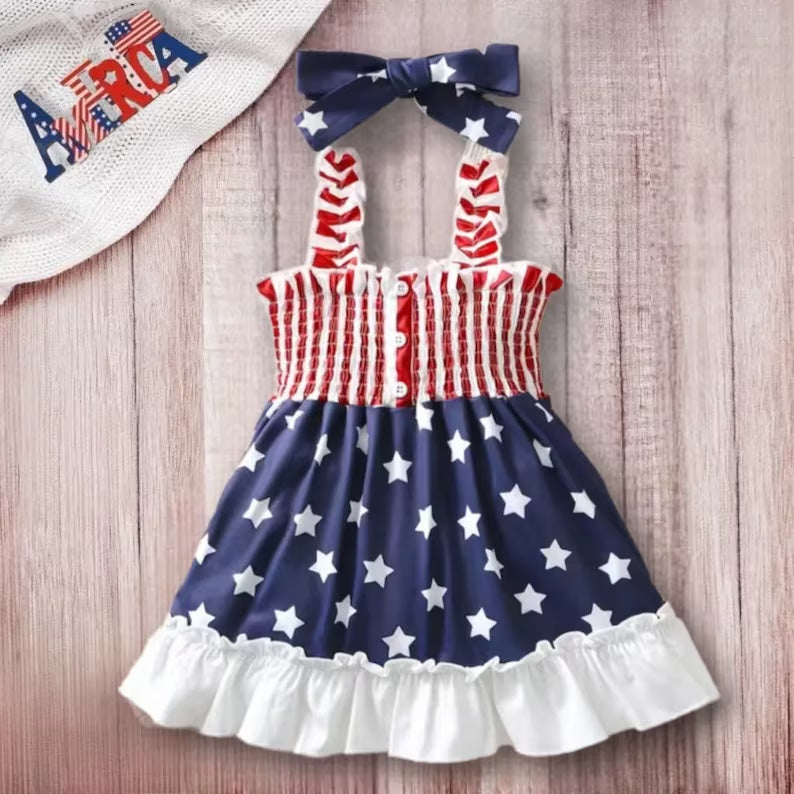 Red white & Sparkle Dress with headband