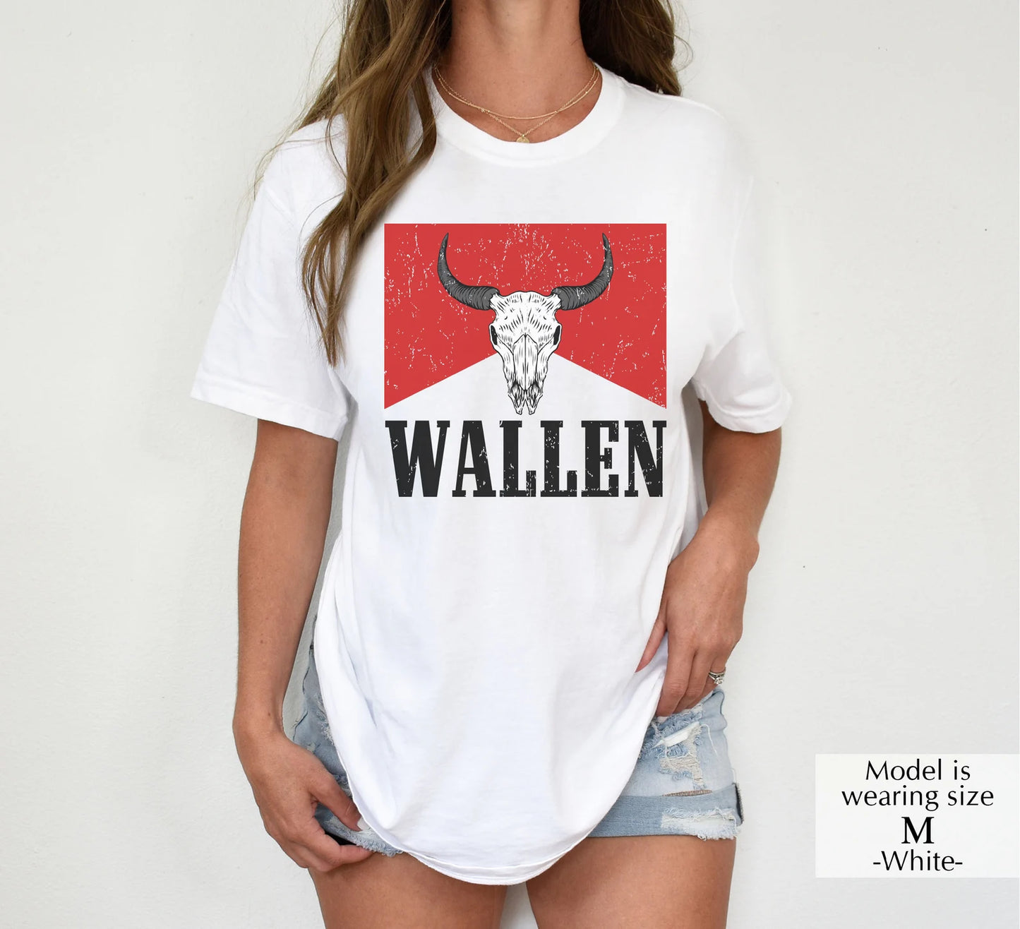 Red Wallen Cow Skull T Shirt