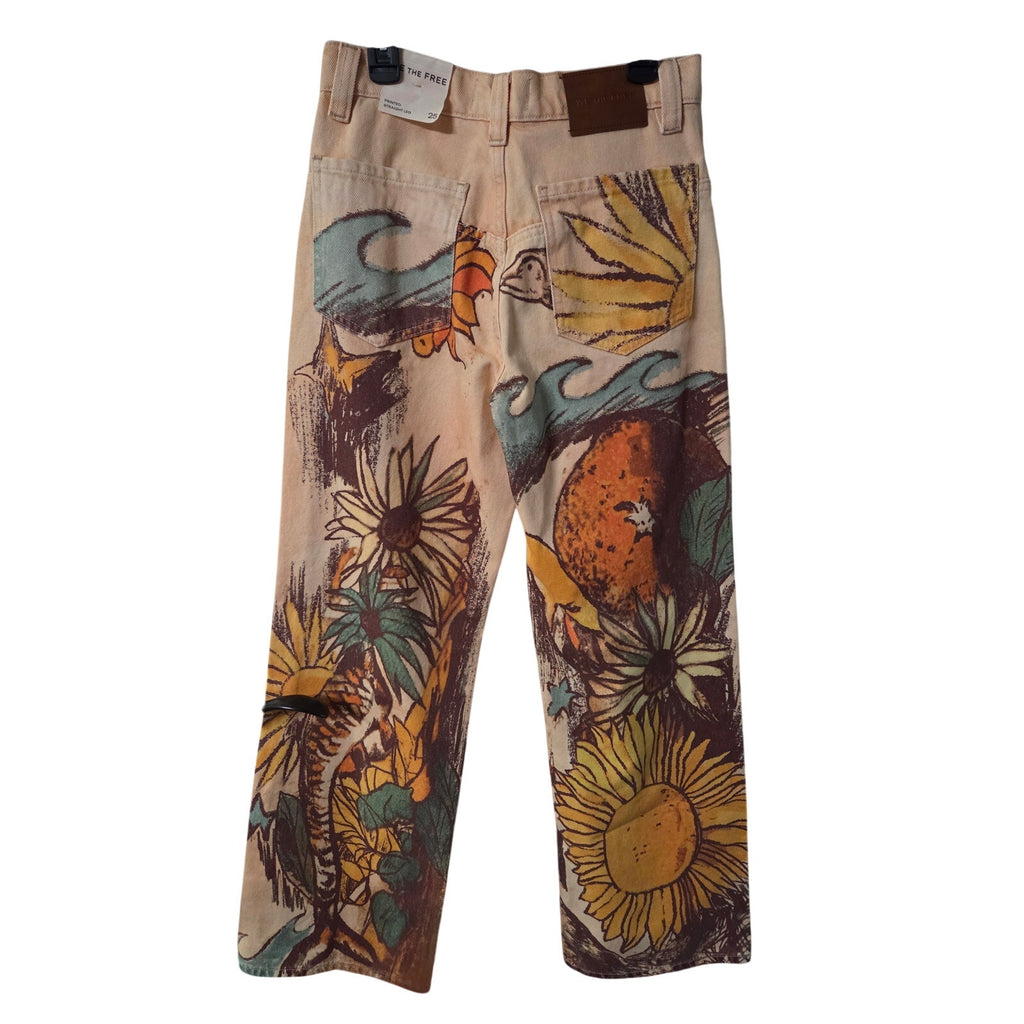 NWT We the Free Tinsley Printed Jeans in Beach Scene Size 25