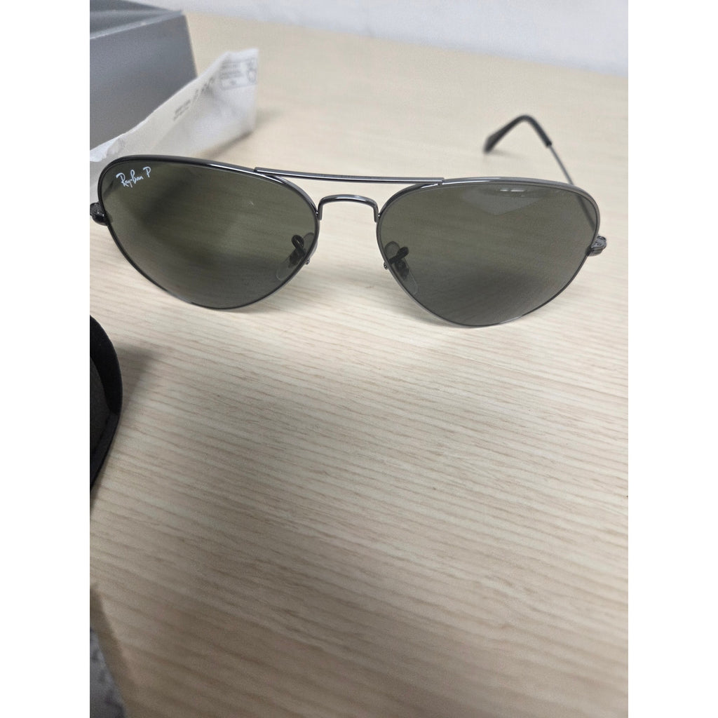 NIB Ray-Ban RB3025 004/58 Aviator Classic Gunmetal, Polorized Green Classic G-15