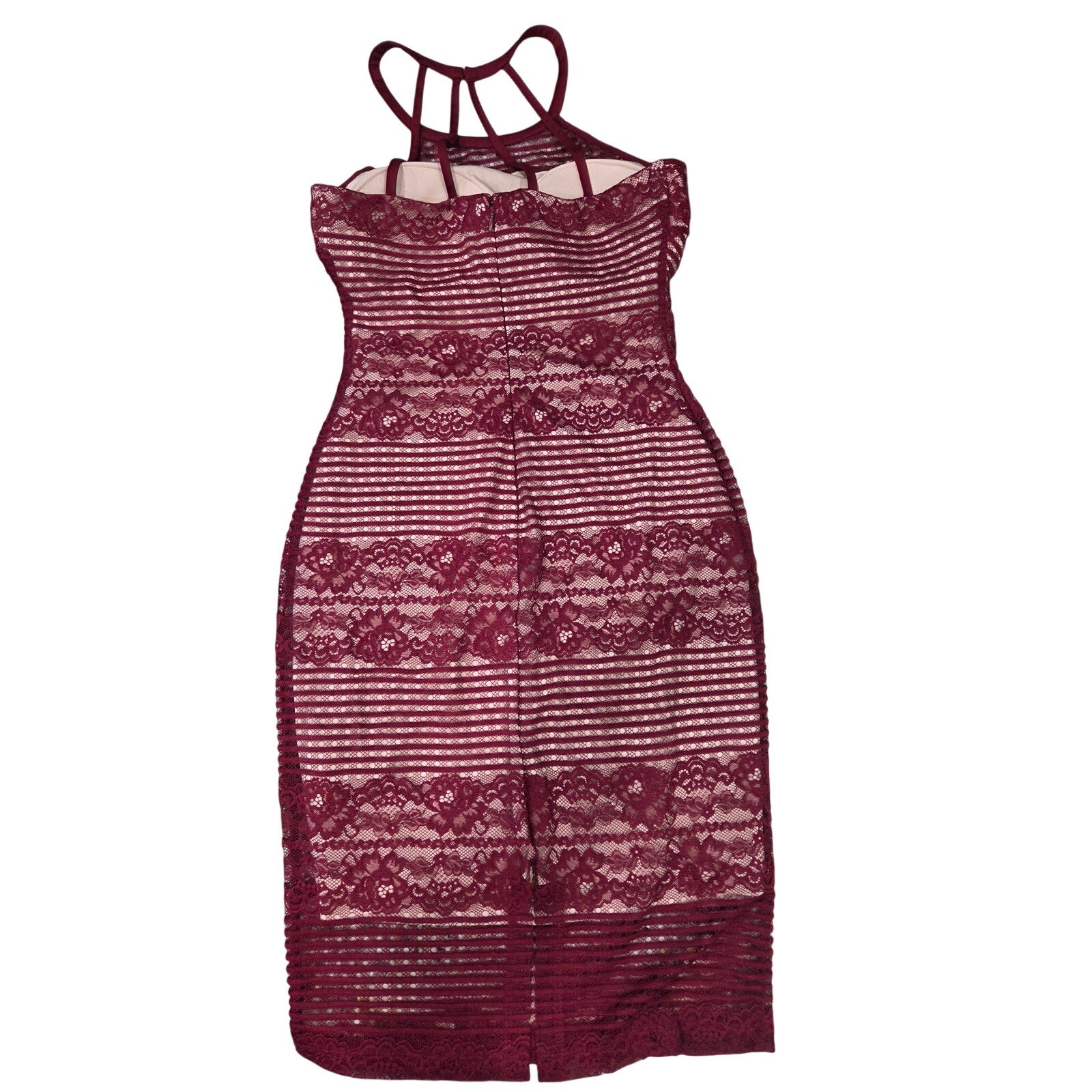Guess Halter Dress with Burgundy Lace Overlay Women's Size 4